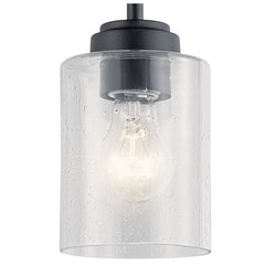 Kichler 44032BK Winslow Contemporary Style Mini Pendant Fixture, 1 A19 Incandescent Lamp, 120 VAC