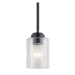 Kichler 44032BK Winslow Contemporary Style Mini Pendant Fixture, 1 A19 Incandescent Lamp, 120 VAC