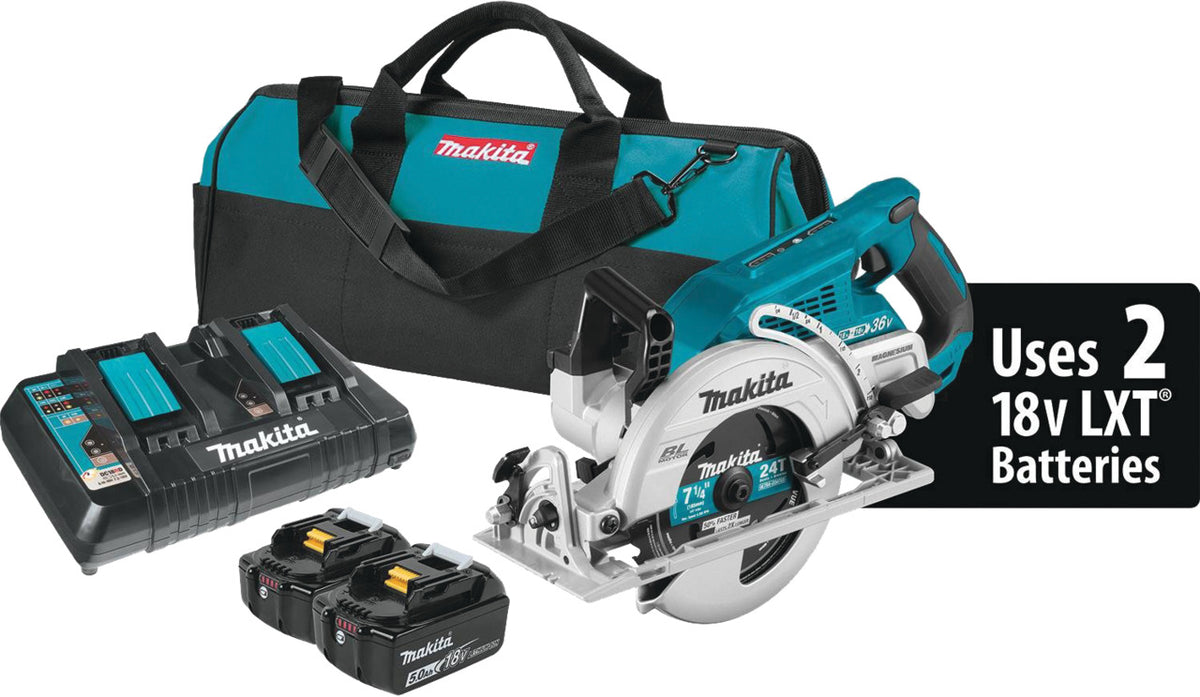 Makita XSR01PT 18V X2 LXT Lithium-Ion (36V) Brushless Cordless Rear Handle 7-1/4 Circular Saw Kit 5.0Ah