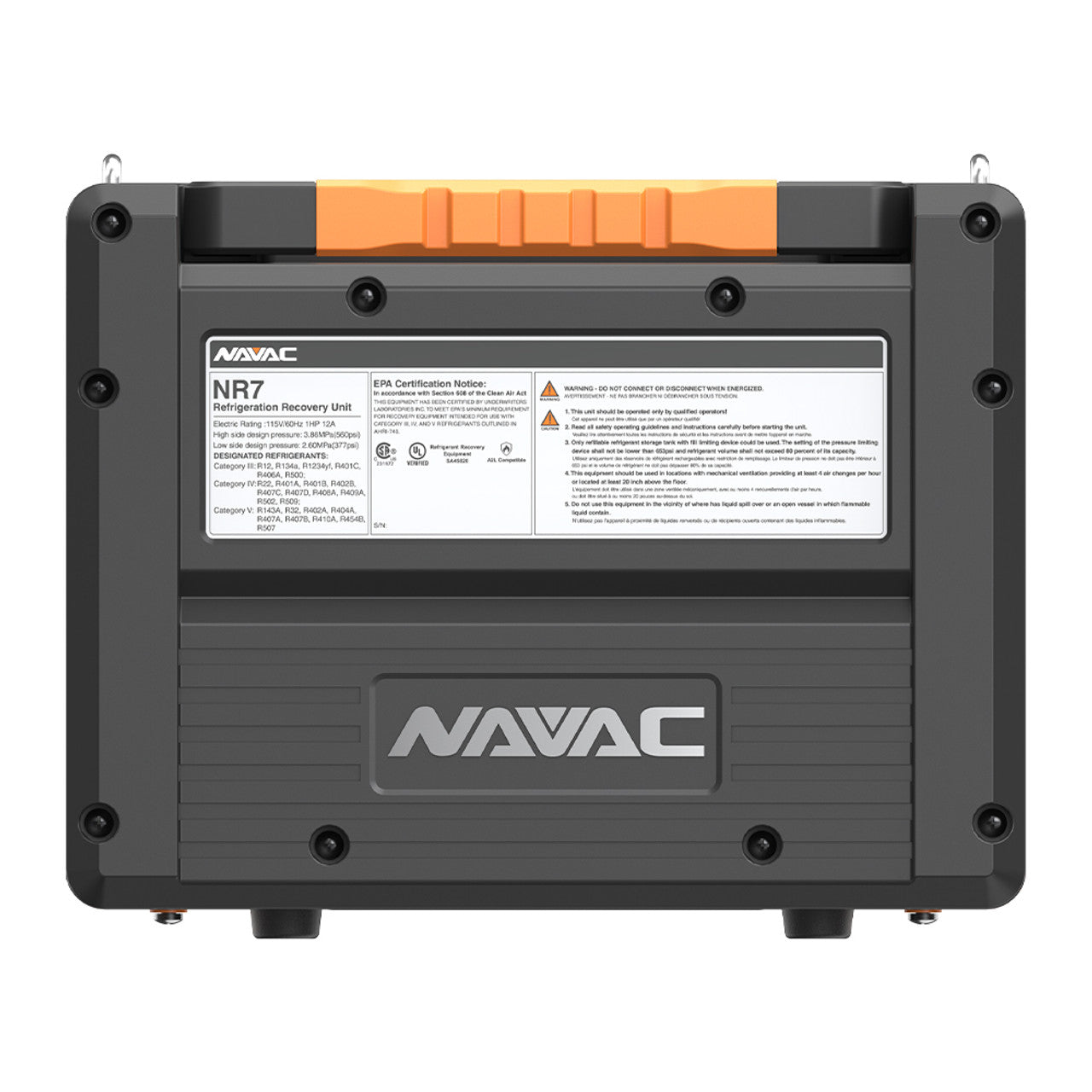 NAVAC NR7 Brushless A2L Compatible Refrigerant Recovery Unit