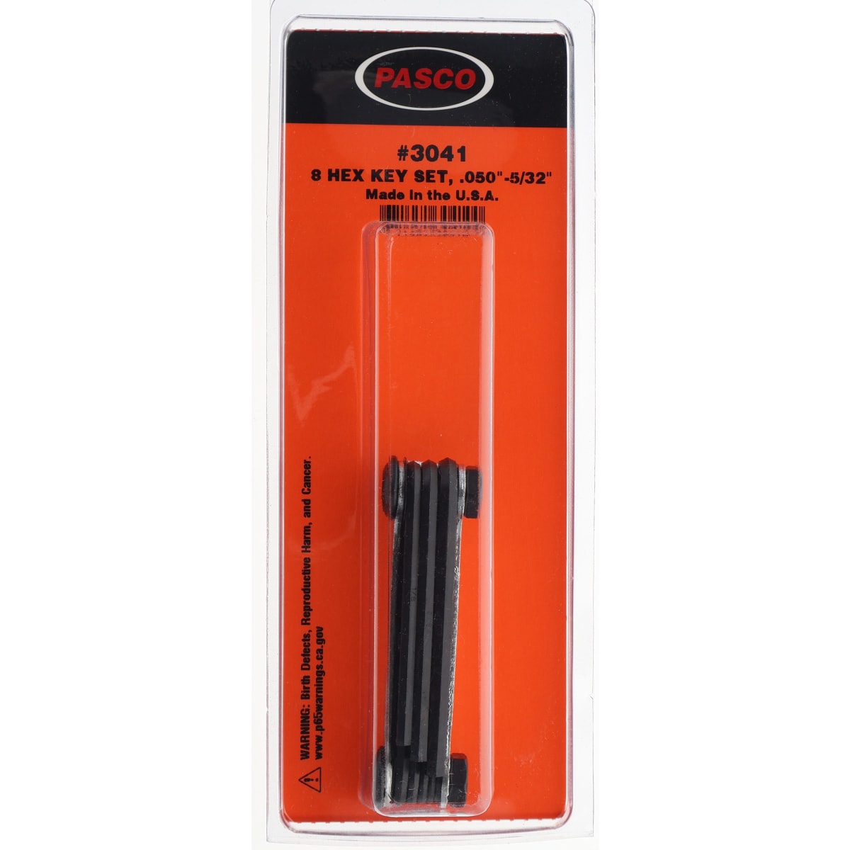 Pasco 3041 8-Hex Key Set - Fold Up