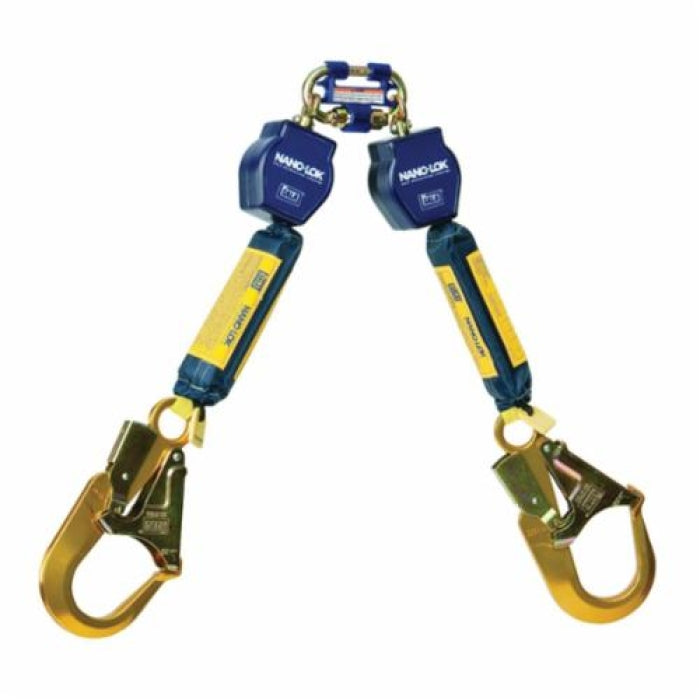 3M 3101280 Fall Protection Nano-Lok 6 ft Twin Leg Lifeline with Steel Rebar Hooks