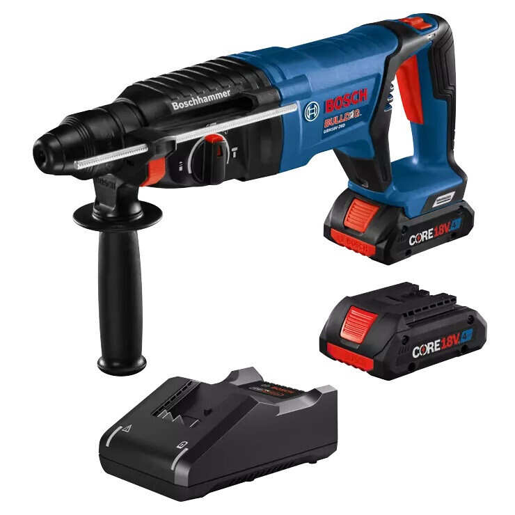 BOSCH GBH18V-26DK25 18V SDS-Plus Bulldog 1 Rotary Hammer Kit, 4Ah Batteries