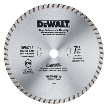 DeWalt DW4712B High Performance Turbo Blades 7 in 5/8 in 7/8 Arbor Hole Size