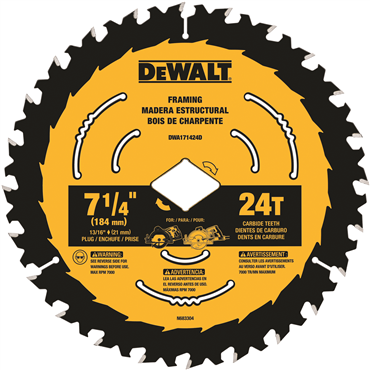 DeWalt DWA171424DB10 7-1/4 24 Tooth Wormdrive Saw Blade