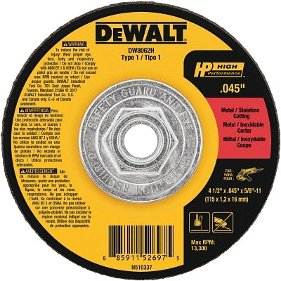 DeWalt DW8062H HP Mini Hub Cutting Wheel 4-1/2 x .045 x 5/8-11