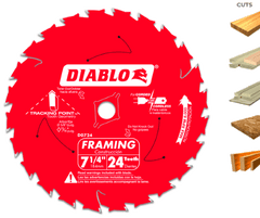 Diablo D0724A Framing Saw Blade, 7-1/4 Inch Diameter, 24 Teeth