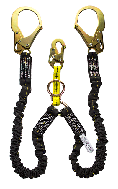 Guardian Fall Protection 11212 Dual Leg Stretchable Lanyard With Rebar Hook Harness, 4-1/2 - 6 ft