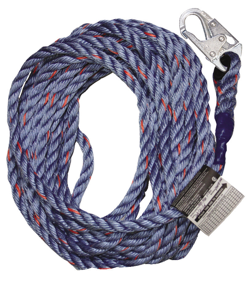 Honeywell 300LZ750FTBL ANSI Z359-2007 Compliant 5/8 dia. polyester/polypropylene blend rope w/snap hook and loop, 50’