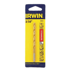 Irwin 63912 Titanium Nitride Jobber Length Drill Bit, 3/16