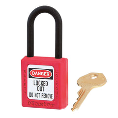 Master Lock 406RED ZENEX Thermoplastic Safety Padlock, Red, 1/4 in Diameter, Keyed Different