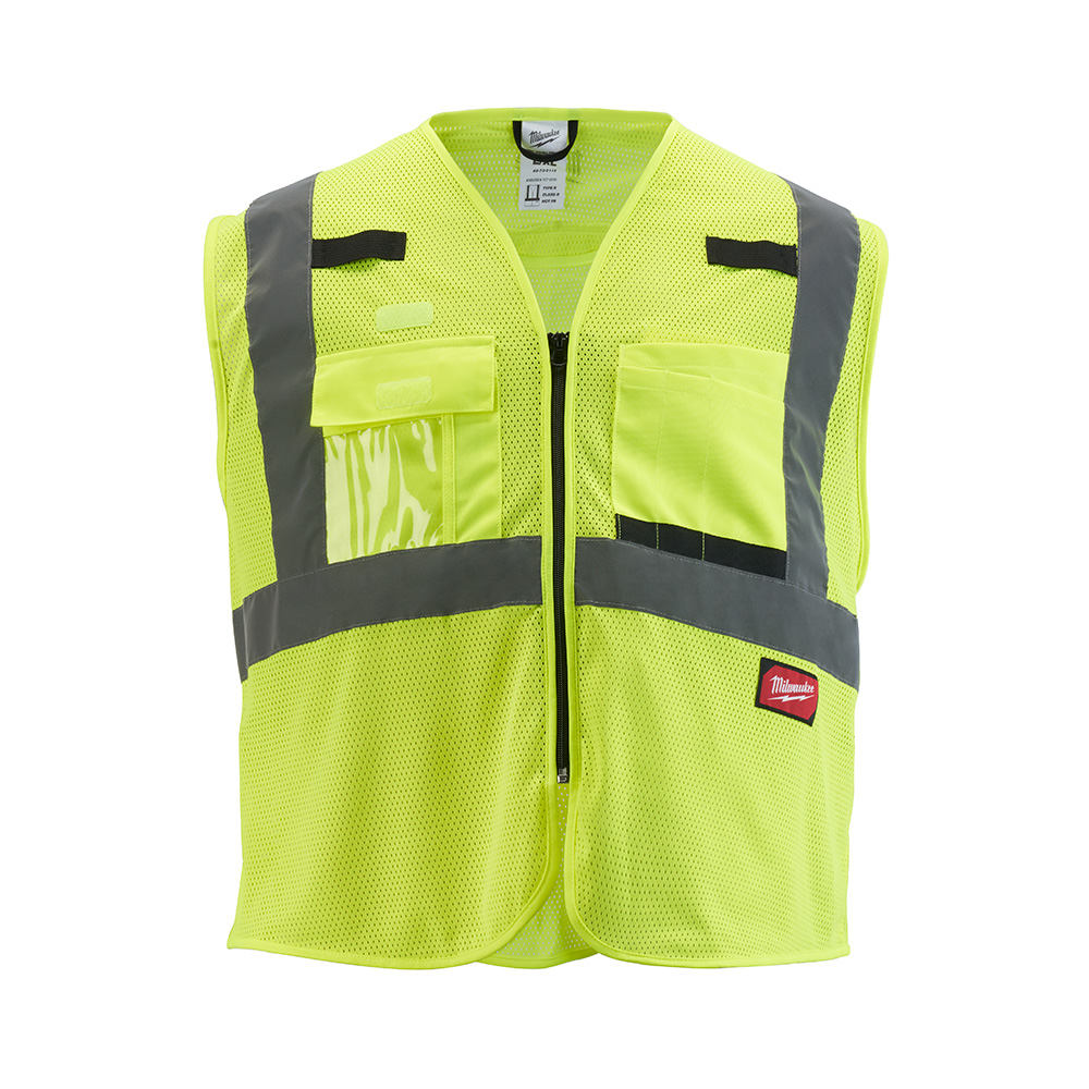 Milwaukee Tool 48735113 Class 2 High Visibility Yellow Mesh Safety Vest - 2XL/3XL