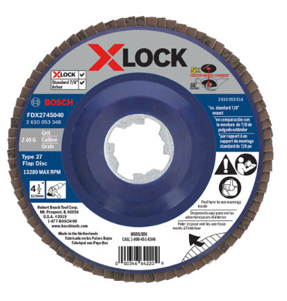 Bosch FDX2745040 4 1/2 X-LOCK Arbor Type 27 40 Grit Flap Disc