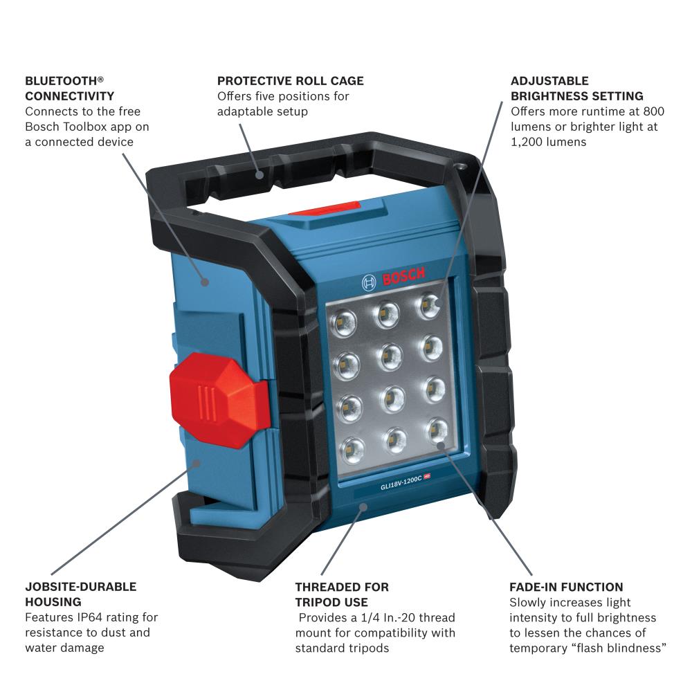 Bosch GLI18V1200CN 18V Connected LED Floodlight Bare Tool