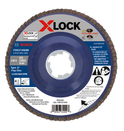 Bosch FDX27450120 4 1/2 X-LOCK Arbor Type 27 120 Grit Flap Disc