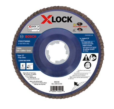 Bosch FDX2750060 5 X-LOCK Arbor Type 27 60 Grit Flap Disc