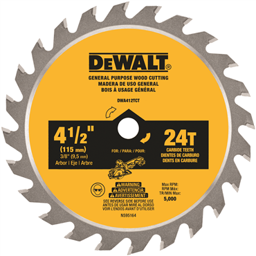 DeWalt DWA412TCT 4-1/2In 24T TCT Saw Blade