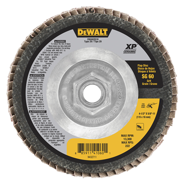 DeWalt DWA8281H | 4-1/2 x 5/8-11 Inch SG60 T29 Ceramic Flap Disc