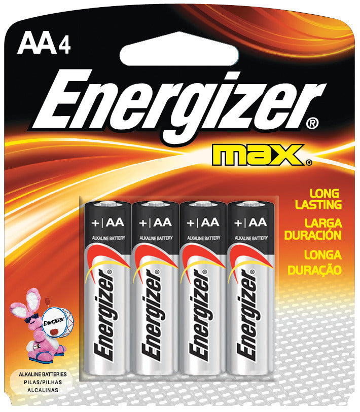 Energizer E91BP4 Energizer Max Standard Battery - AA, Chemistry: Alkaline, 1.5 Volt, Package Qty: 4