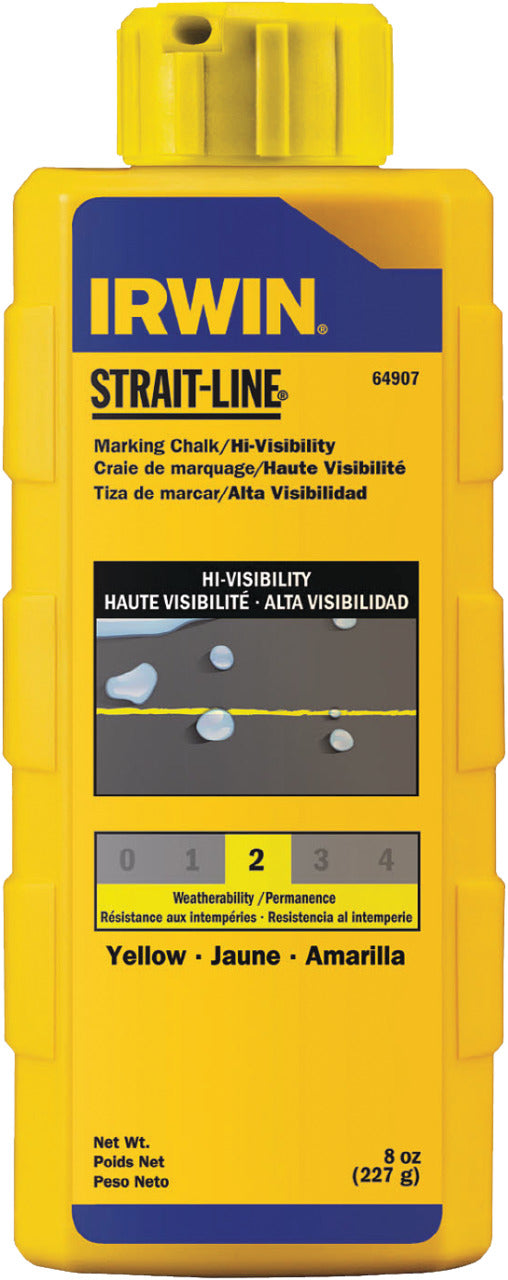 Irwin 8Y Irwin Strait-Line 8 oz. Yellow Hi-Visibility Marking Chalk