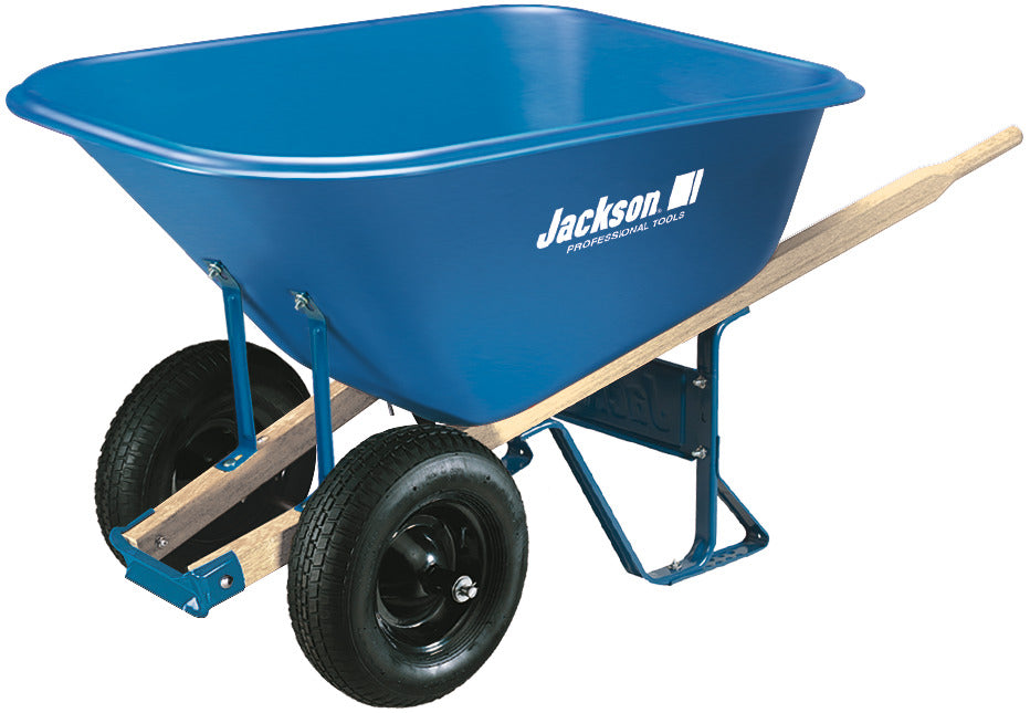 Jackson MP1010 10 Cubic Foot Poly Tray Wheelbarrow with Dual 16 Knobby Wheels