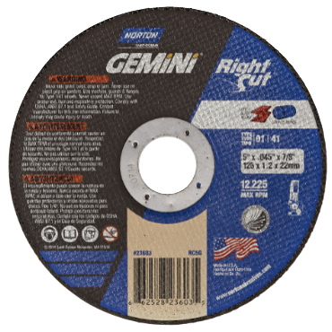 Norton 66252823602 Gemini RightCut A Type 01/41 Right Angle Cut-Off Wheel