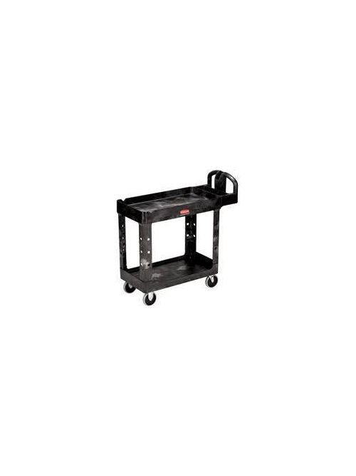 Rubbermaid FG450088BLA Heavy-Duty 2-Shelf Utility Cart w/Lipped Shelf - Small