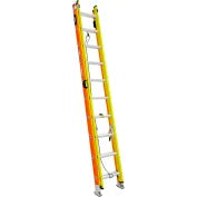 Werner T62202GS GLIDESAFE Extension Ladder, Fiberglass, 20 ft H, Tri Rung Extension, Type IA Rating