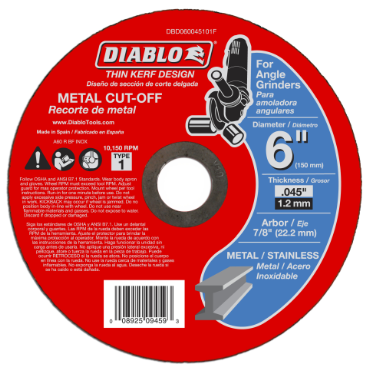 Diablo DBD060045101F 6 Metal Cut Off Disc Thin Kerf