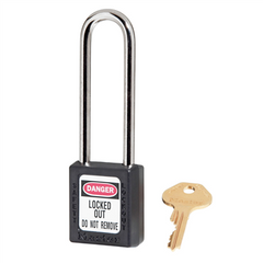 Master Lock 410LTBLK Thermoplastic Safety Padlock 1-1/2W x 3H Shackle