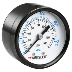 Weksler UA15C8C | Steel Cased Dry Pressure Gauge | 0-100 PSI