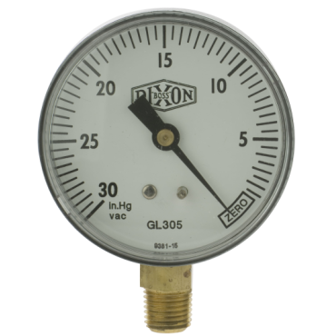 Dixon Valve & Coupling GL305 Dry Vacuum Gauge 0 to 30 inHg