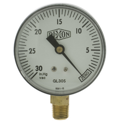 Dixon Valve & Coupling GL305 Dry Vacuum Gauge 0 to 30 inHg