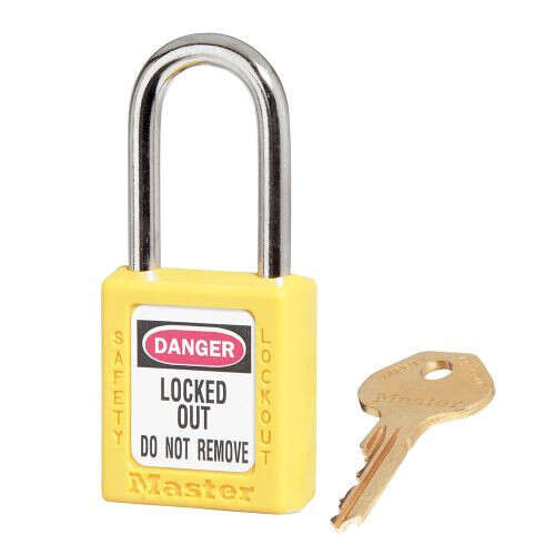 Master Lock 410KAYLW 410 Zenex Lockout Padlock Keyed Alike 1-1/2 Shackle Yellow