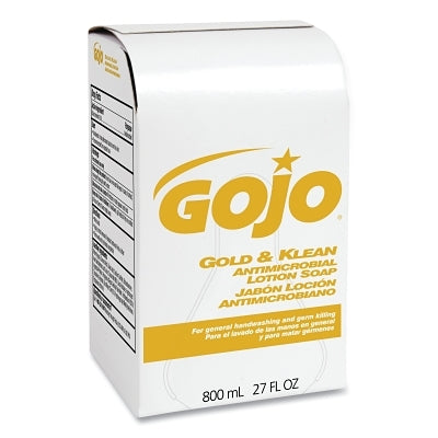 Gojo 9127-12 Gold & Klean Antimicrobial Lotion Soap - Liquid Form (800 ml) - Bag-in-Box