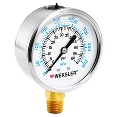 Weksler BY12YPY4LW Stainless Steel Cased Liquid Filled Pressure Gauge 0-10,000 PSI