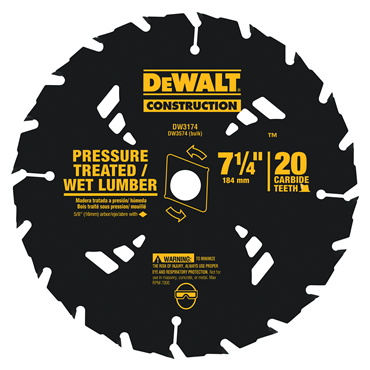 DeWalt DW3174 Portable Construction Saw Blade 7-1/4 in 20 Teeth