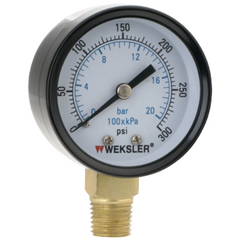 Weksler UA20F4L Steel Cased Dry Pressure Gauge 0 to 300 PSI