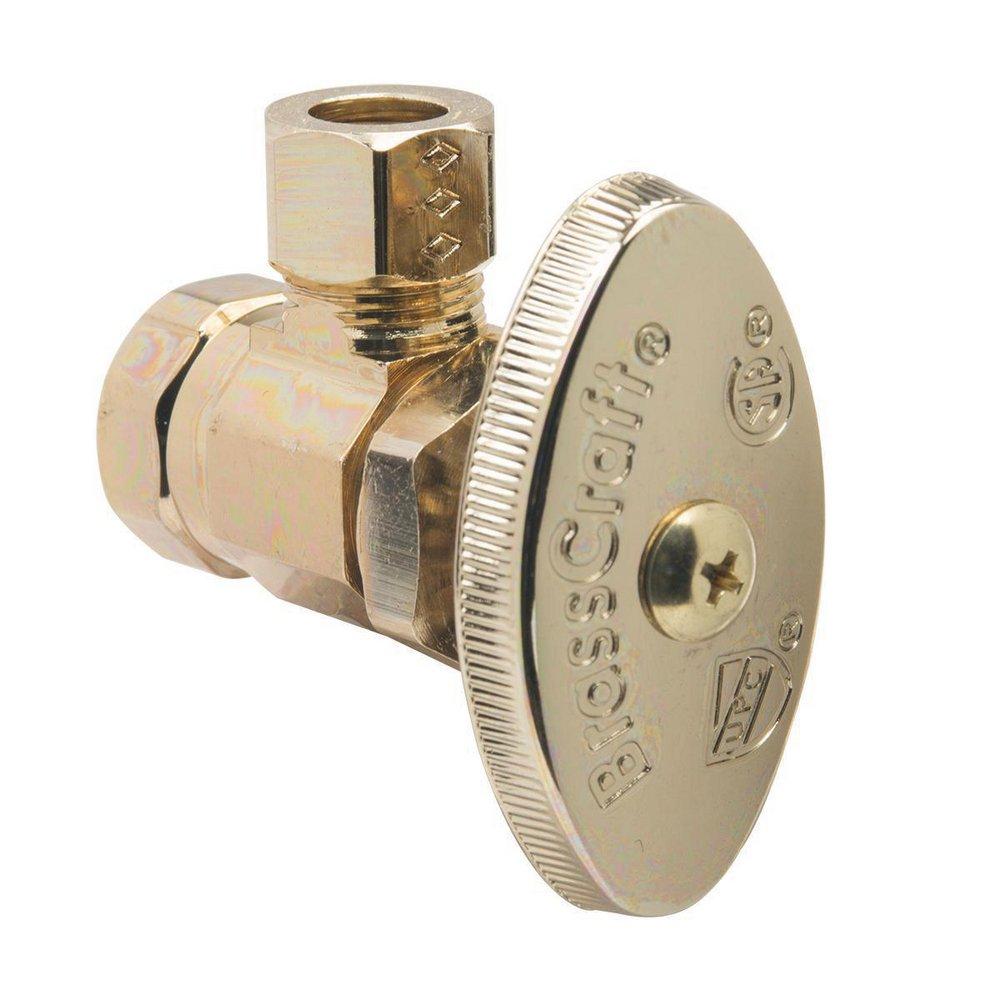 BrassCraft OR15X-P Angle Stop Valve 3/8 Lead Free Brass Polished Brass FemalexCompression