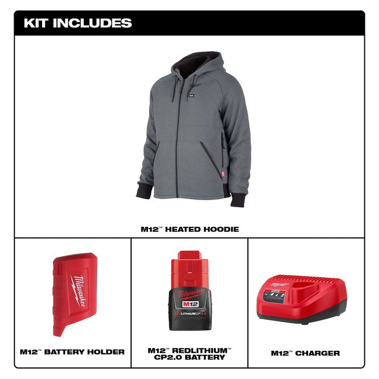 Milwaukee Tool 306G-213X Heated Hoodie M12 Kit Gray 3XL