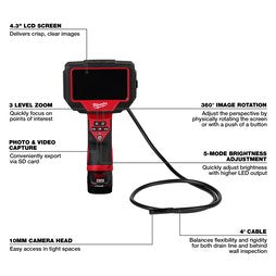 Milwaukee 2323-21 Camera Inspection 4 Foot M-Spector M12 360 Degree