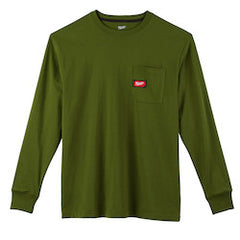 Milwaukee 602OG-S Heavy Duty Pocket T-Shirt - Long Sleeve - Green S