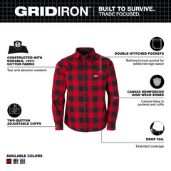 Milwaukee Tool M551R-XL Shirt Gridiron Flannel Red Extra-Large