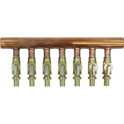 Uponor LF2500800 Manifold with ProPEX Ball Valve 1 Inch Copper/Lead Free Brass 8 Outlet 1/2 Inch Branch