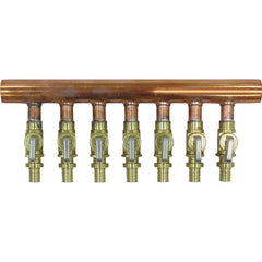 Uponor LF2500800 Manifold with ProPEX Ball Valve 1 Inch Copper/Lead Free Brass 8 Outlet 1/2 Inch Branch