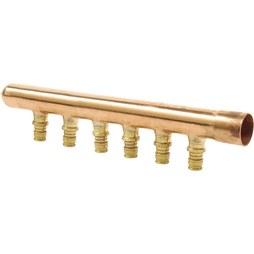 Uponor LF2811050 Manifold with ProPEX 1 Inch Copper/Lead Free Brass 6 Outlet 1/2 Inch Branch