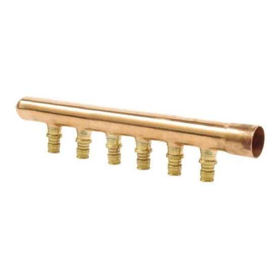 Uponor LF2811050 Manifold with ProPEX 1 Inch Copper/Lead Free Brass 6 Outlet 1/2 Inch Branch