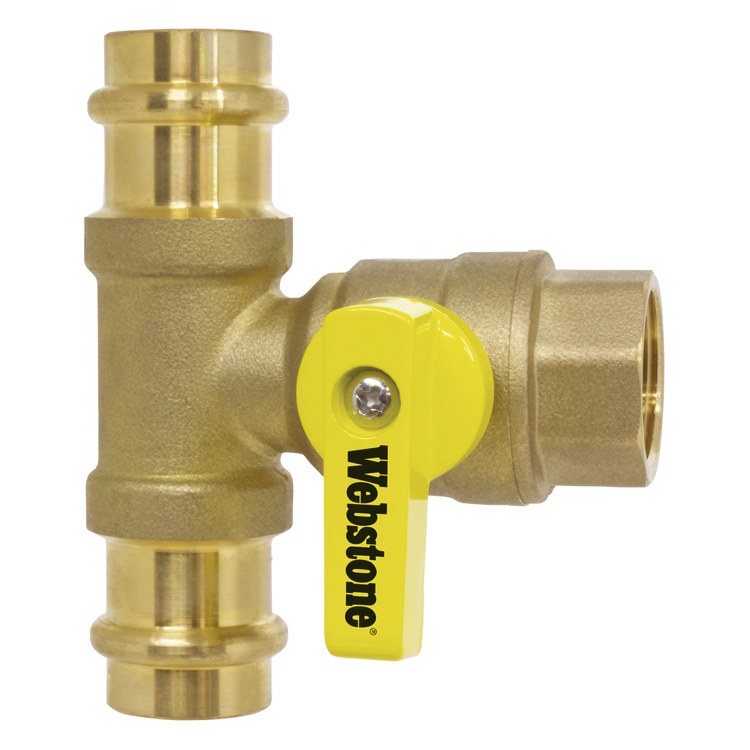 Webstone 82673W Valve Tee 3/4 Inch Brass Prs X Prs X Fpt