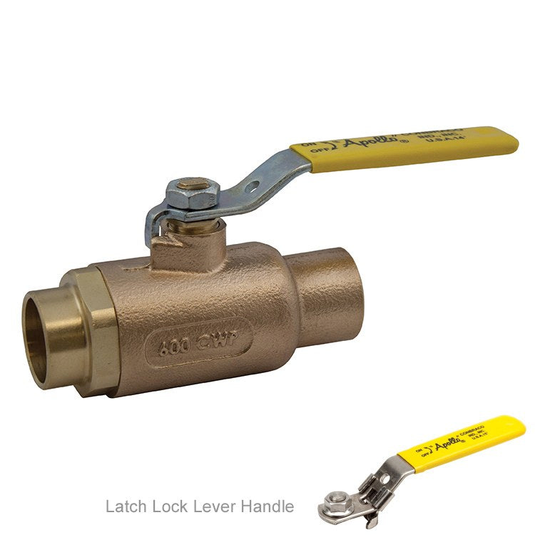 Apollo 7024527 Ball Valve 70-240 Bronze 1 Inch Solder 2-Piece Standard Port Stainless Steel Ball and Stem Locking Lever