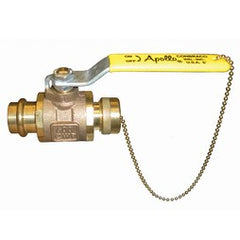 Apollo 77W-143-HC-A Ball Valve 77W-140HCA Bronze 1/2 Inch Press x Hose 2-Piece Full Port Cap and Chain